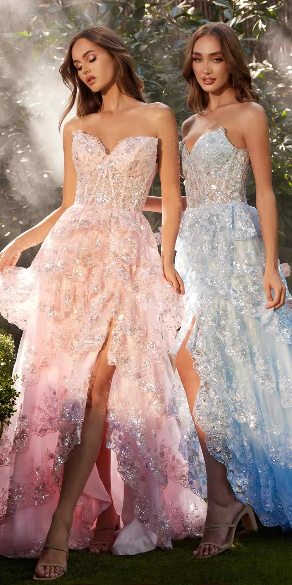 Andrea & Leo A1305 Long Strapless Tiered Ruffled A-Line Dress