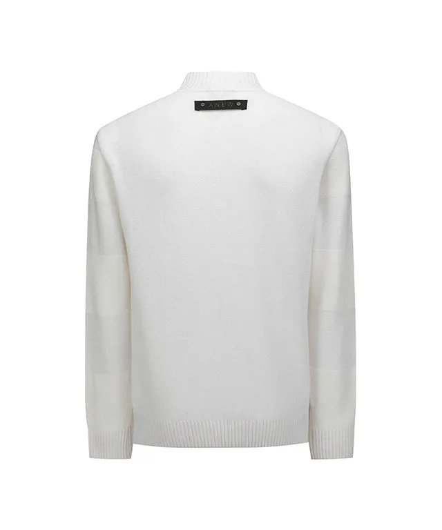 ANEW Golf: Men Knit Block High Neck Sweater - Ivory