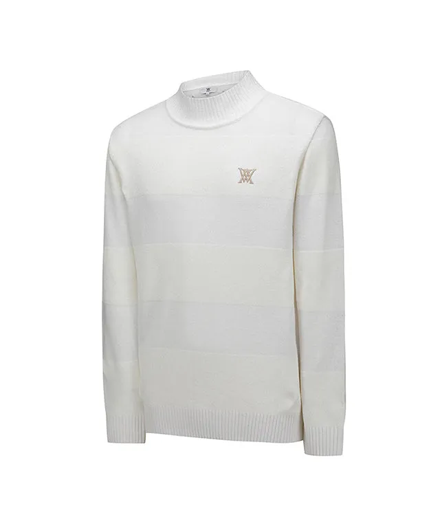 ANEW Golf: Men Knit Block High Neck Sweater - Ivory