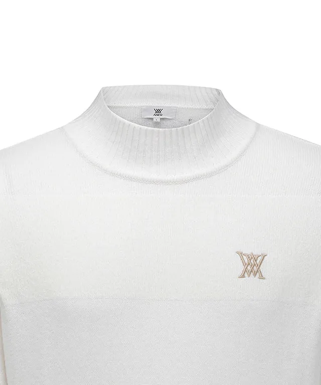 ANEW Golf: Men Knit Block High Neck Sweater - Ivory