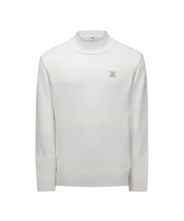 ANEW Golf: Men Knit Block High Neck Sweater - Ivory