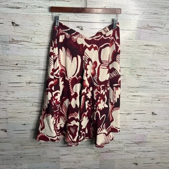 Ann Taylor skirt cream pink a-line size 10 floral