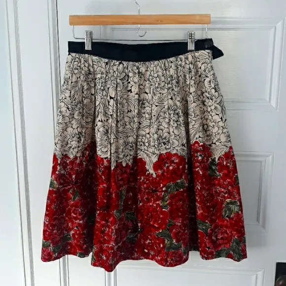 Anthro Mid Creation Skirt pleated Valentine's day! S M