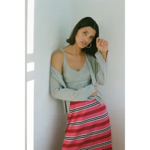 Anthropologie Dolan Pink Cotton knit pleated midi skirt Sz Small Holiday Party