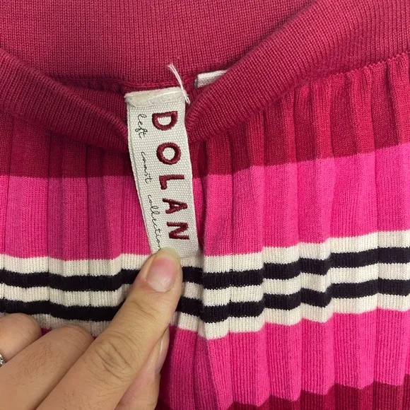 Anthropologie Dolan Pink Cotton knit pleated midi skirt Sz Small Holiday Party