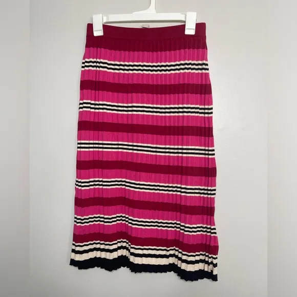 Anthropologie Dolan Pink Cotton knit pleated midi skirt Sz Small Holiday Party