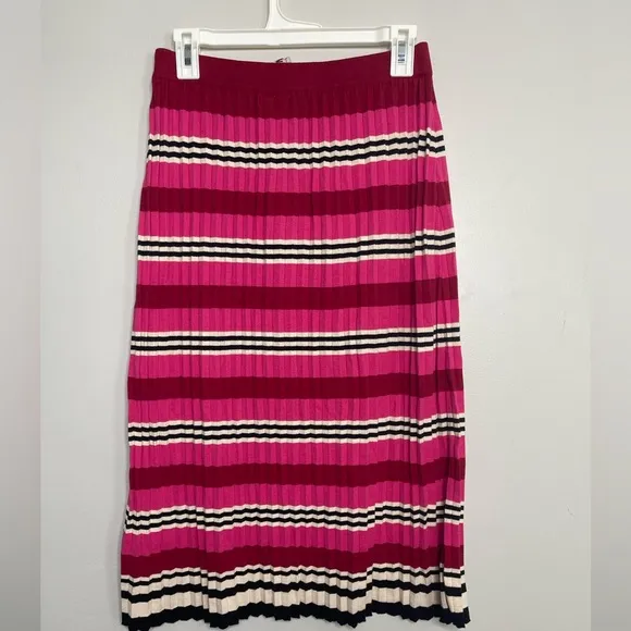 Anthropologie Dolan Pink Cotton knit pleated midi skirt Sz Small Holiday Party