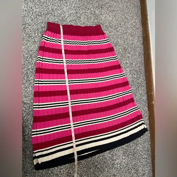 Anthropologie Dolan Pink Cotton knit pleated midi skirt Sz Small Holiday Party