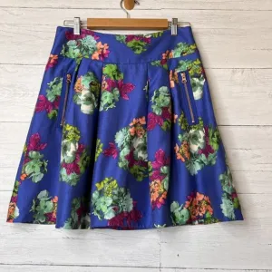 Anthropologie Maeve Skirt Womens Size 10 Garden Days Silk Floral Pleated Pockets