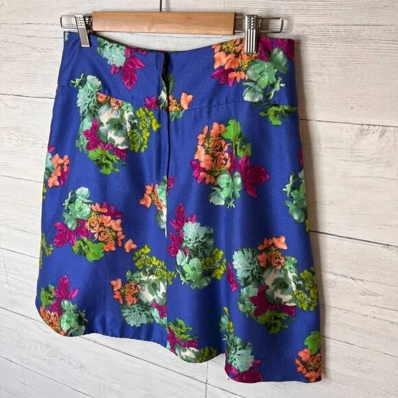 Anthropologie Maeve Skirt Womens Size 10 Garden Days Silk Floral Pleated Pockets