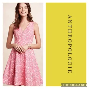 ANTHROPOLOGIE MAEVE Womens CLARIBEL Dress 6 PINK FLORAL SLEEVELESS FIT &amp; FLARE
