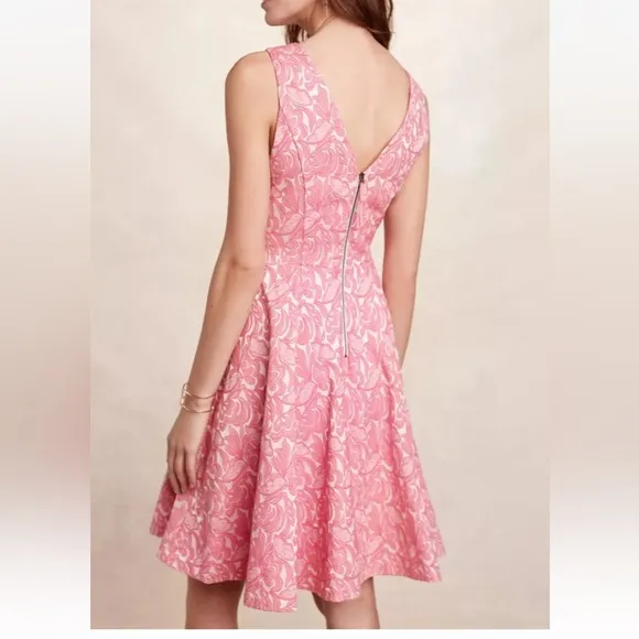 ANTHROPOLOGIE MAEVE Womens CLARIBEL Dress 6 PINK FLORAL SLEEVELESS FIT &amp; FLARE