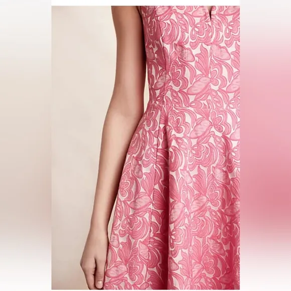 ANTHROPOLOGIE MAEVE Womens CLARIBEL Dress 6 PINK FLORAL SLEEVELESS FIT &amp; FLARE
