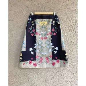 Anthropologie NWT Moulinette Souers Black Pink Italian Safi Floral A-line Skirt