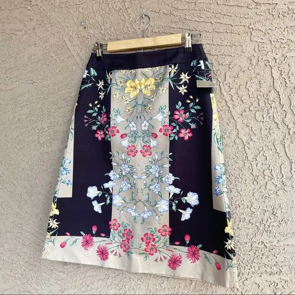 Anthropologie NWT Moulinette Souers Black Pink Italian Safi Floral A-line Skirt