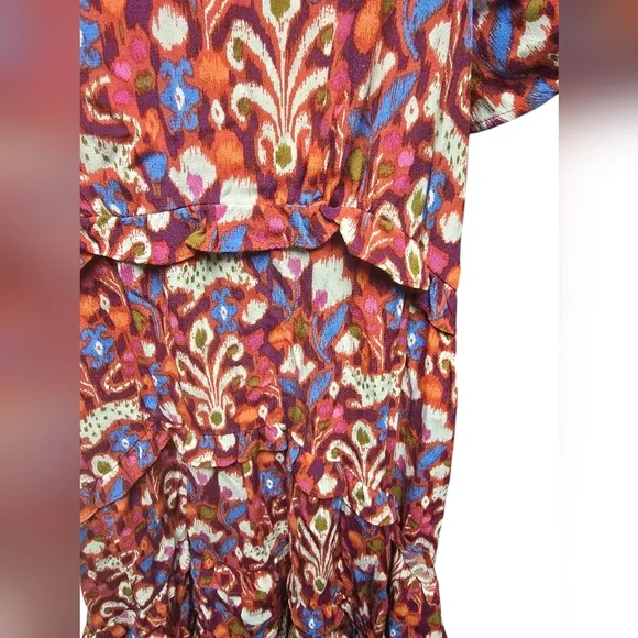 Anthropologie Robin Floral Ruffle Tiered Mini Dress Size XSP