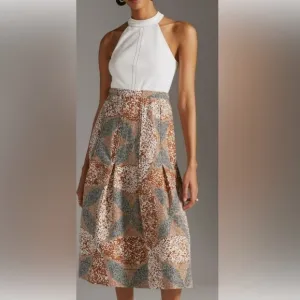 Anthropologie Sleeveless Mock Neck Twofer Midi Dress Neutral Colors