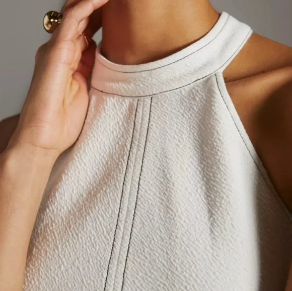Anthropologie Sleeveless Mock Neck Twofer Midi Dress Neutral Colors