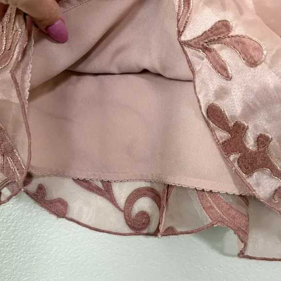 ANTHROPOLOGIE XL NWT MAEVE Shannon Embroidered Midi Skirt • Dusty Rose Floral