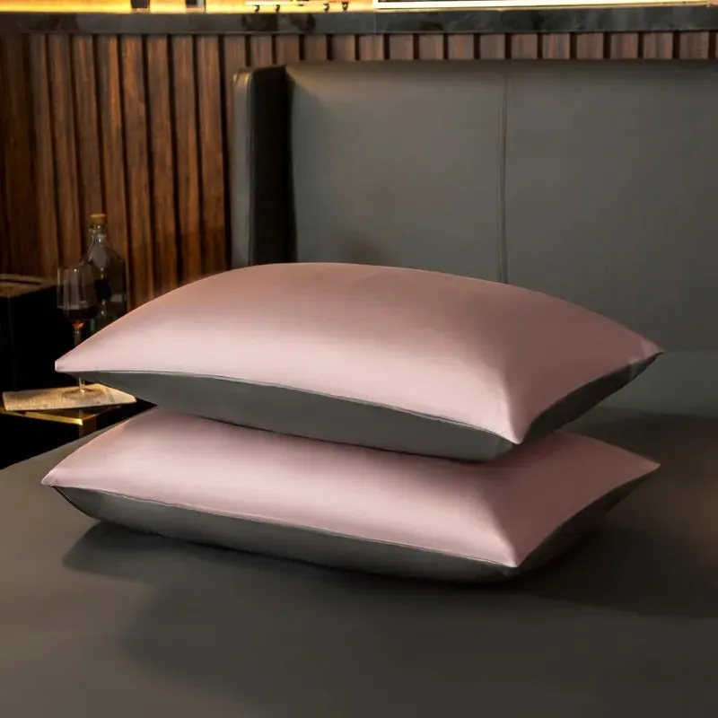 Anyhouz Bed Sheet Pink Deep Grey Ultra Soft Luxury Egyptian Cotton Bedding Cover Double Size 6 Pcs Bed Set