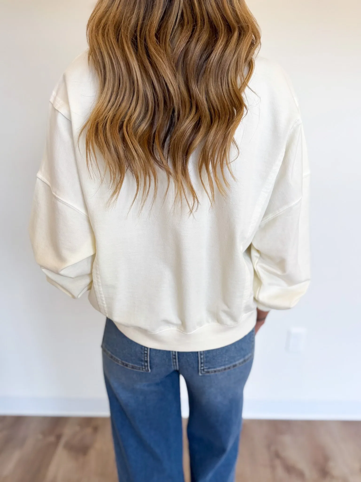 Ariela Half Button LS Top in Ivory