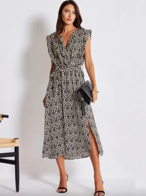 Aries Wrap Dress-Geo Print