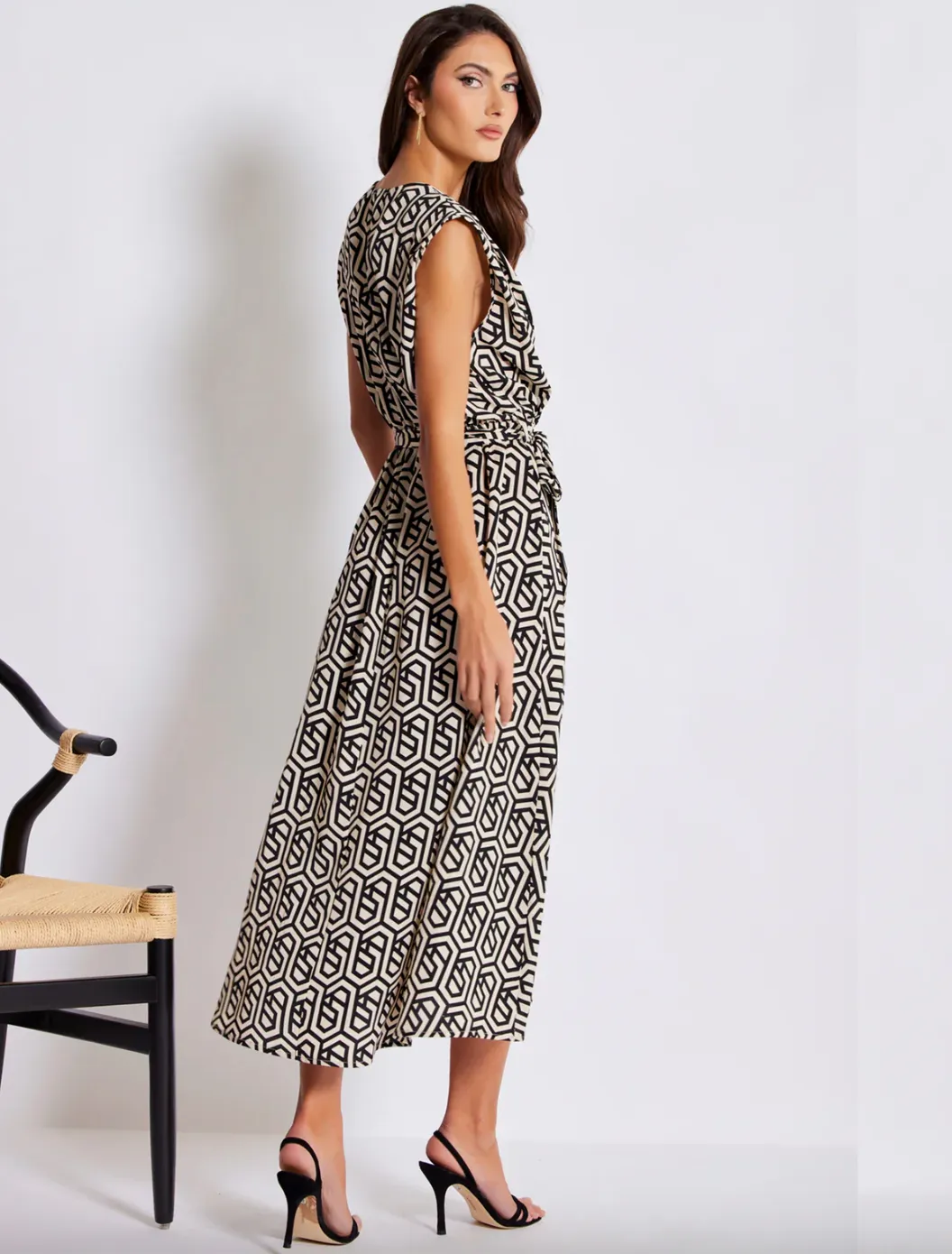 Aries Wrap Dress-Geo Print