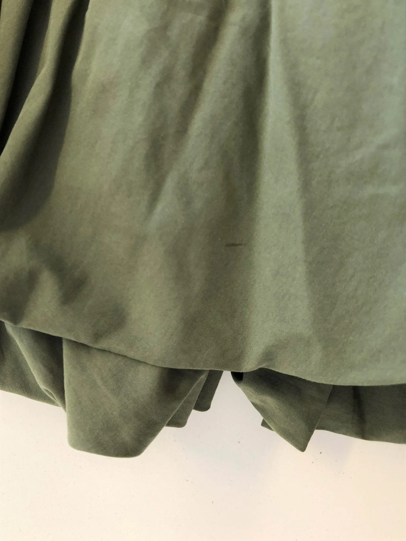 Aspesi Dress Olive Pleated Cotton Size 44 Cap Sleeve Fit & Flare