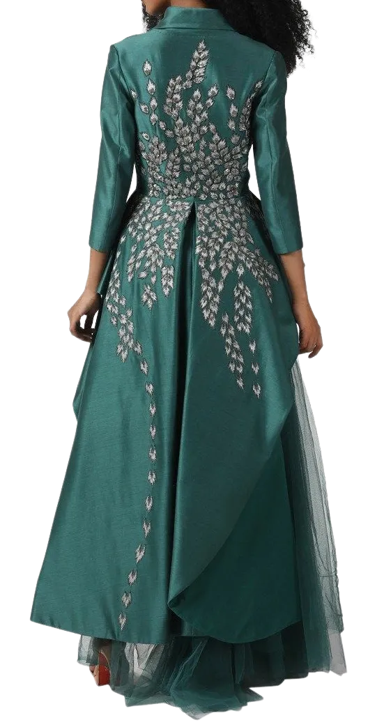 Asymmetrical Emerald Jacket Tulle Dress