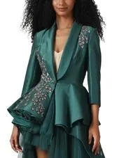 Asymmetrical Emerald Jacket Tulle Dress