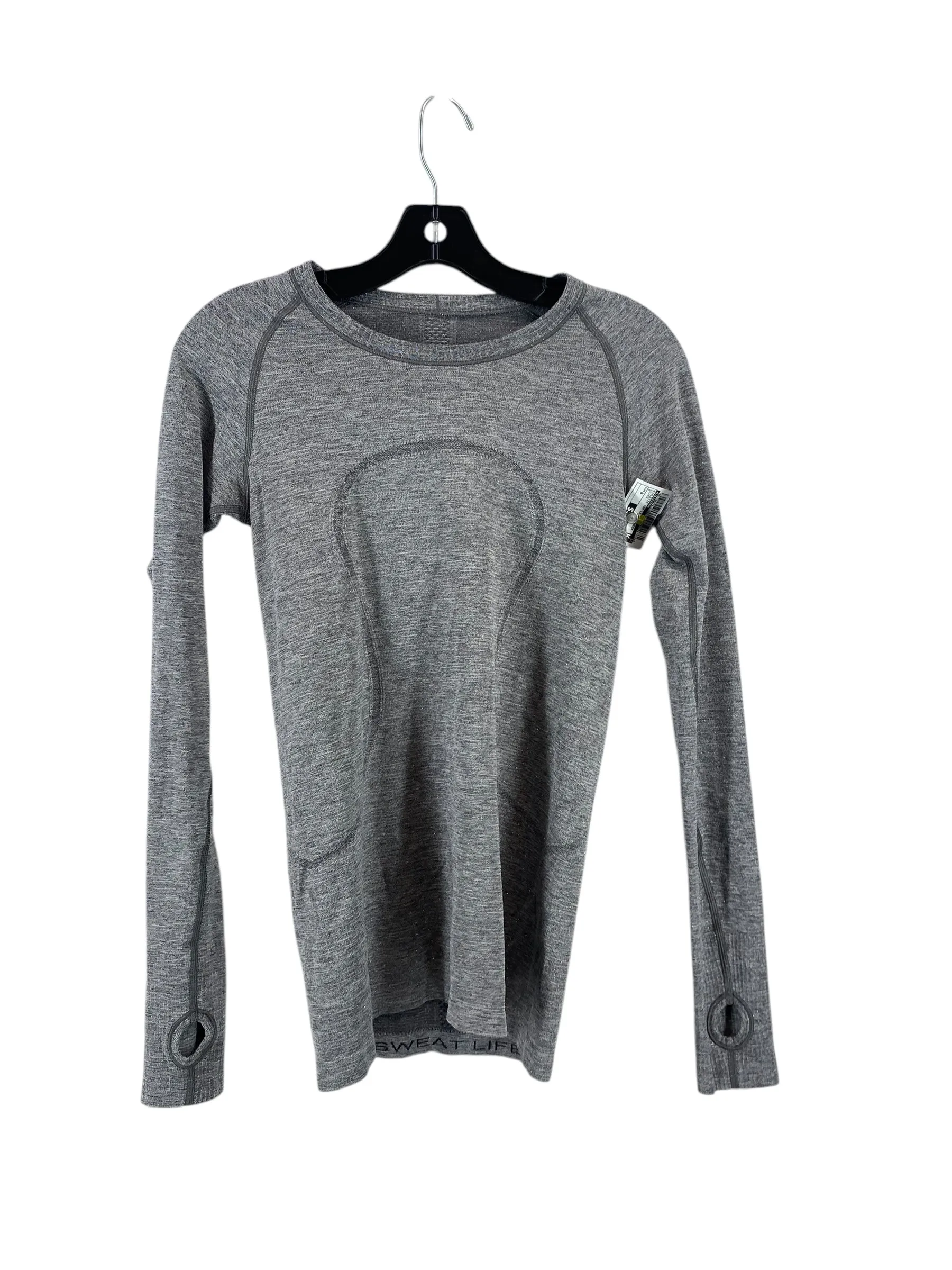 Athletic Top Long Sleeve Crewneck By Lululemon In Silver, Size: 6