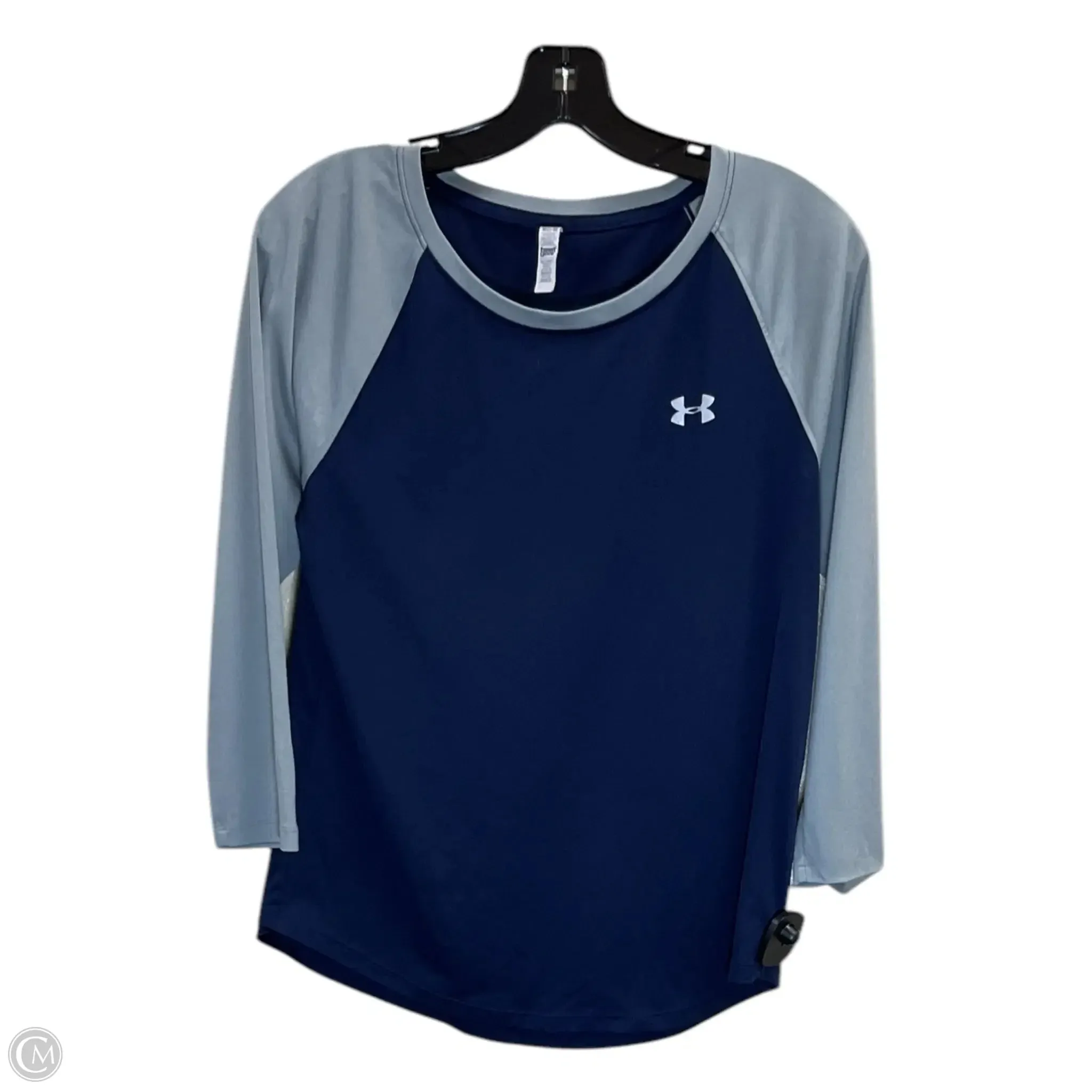 Athletic Top Long Sleeve Crewneck By Under Armour In Blue & Grey, Size: M