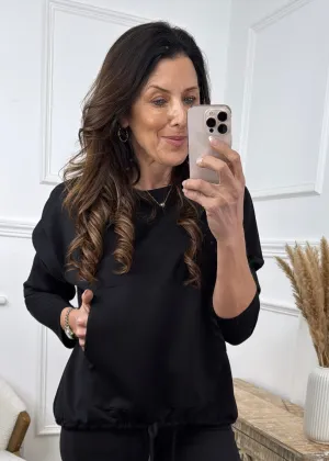 Audrey Black Kangaroo Pocket Sweatshirt
