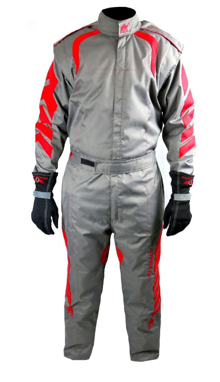 Aurora 2.0 Single Layer SFI 3.2A/1 Rated Fire Suit Gray/Red