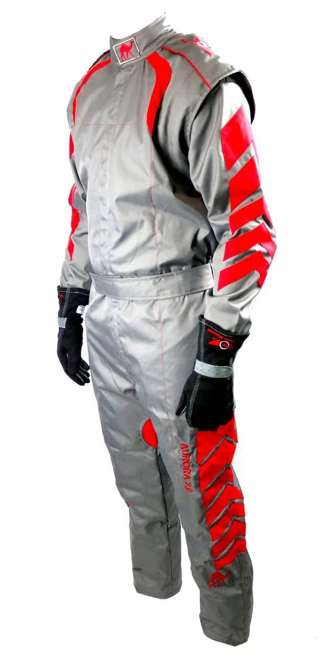 Aurora 2.0 Single Layer SFI 3.2A/1 Rated Fire Suit Gray/Red