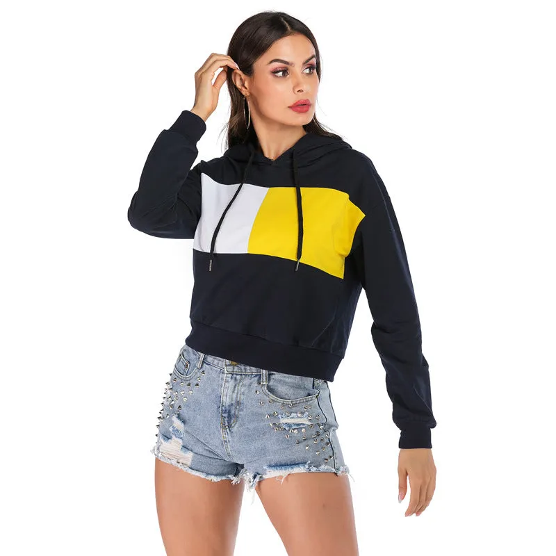 Autumn&Winter Hooded Long Sleeve Sweatshirt Contrast Color