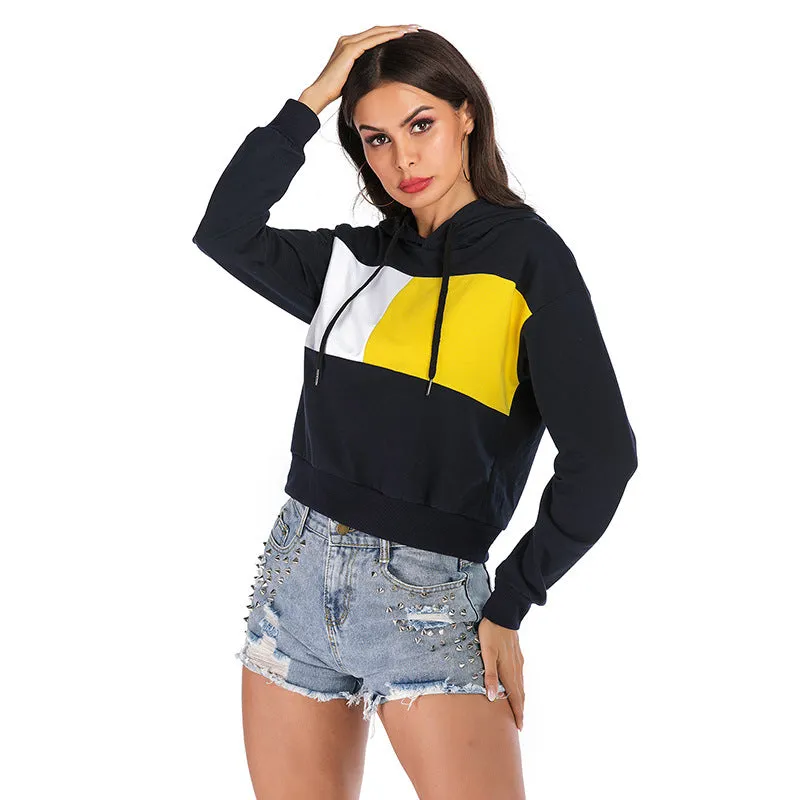 Autumn&Winter Hooded Long Sleeve Sweatshirt Contrast Color
