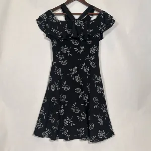 A/X Armani Exchange Black with White Floral Pattern Off the Shoulder Dress