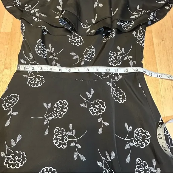 A/X Armani Exchange Black with White Floral Pattern Off the Shoulder Dress