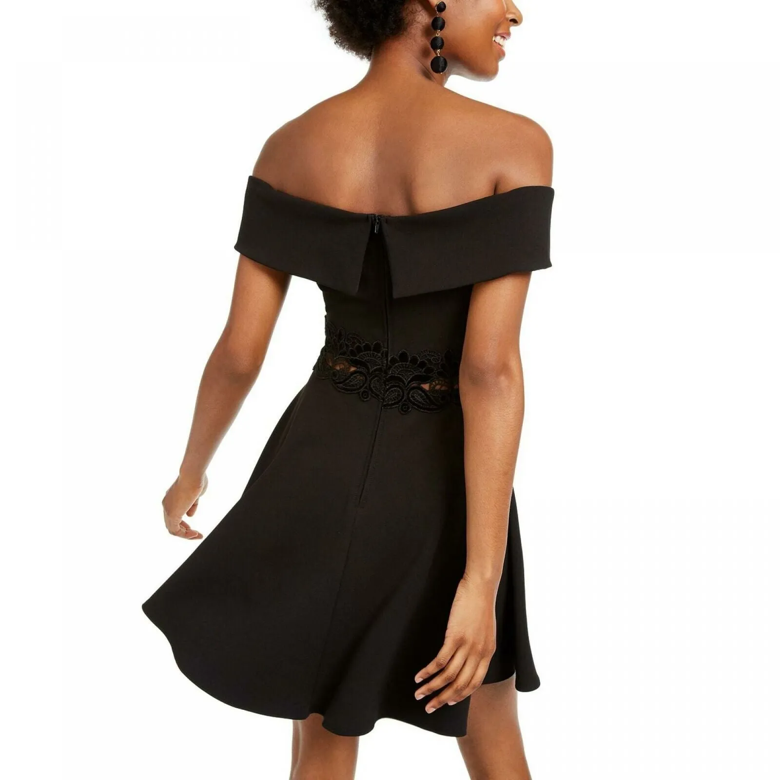 B. Darlin Women's Junior Fit Off The Shoulder Fit and Flare Dress