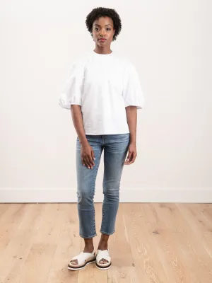 balloon sleeve top - white