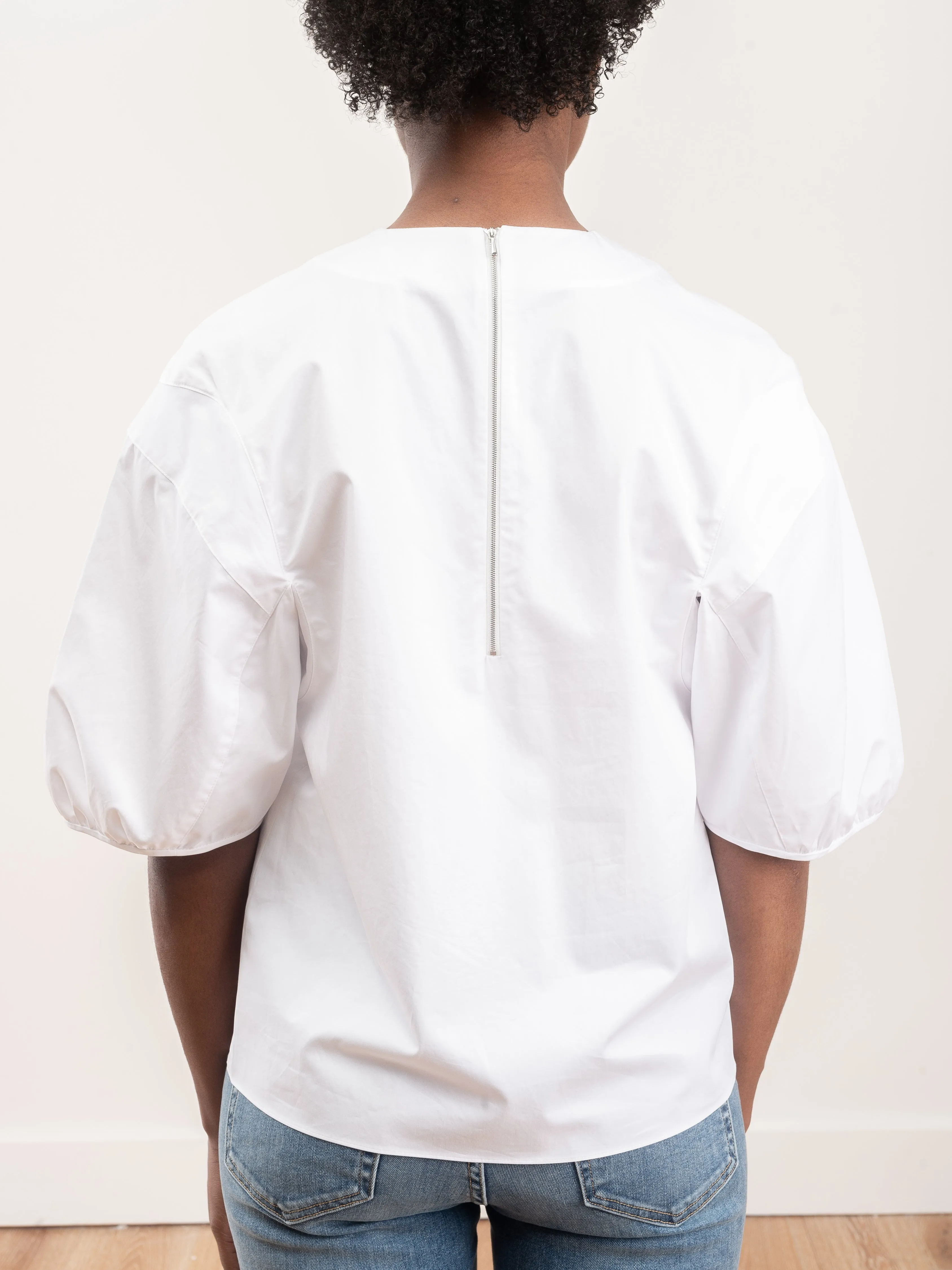 balloon sleeve top - white