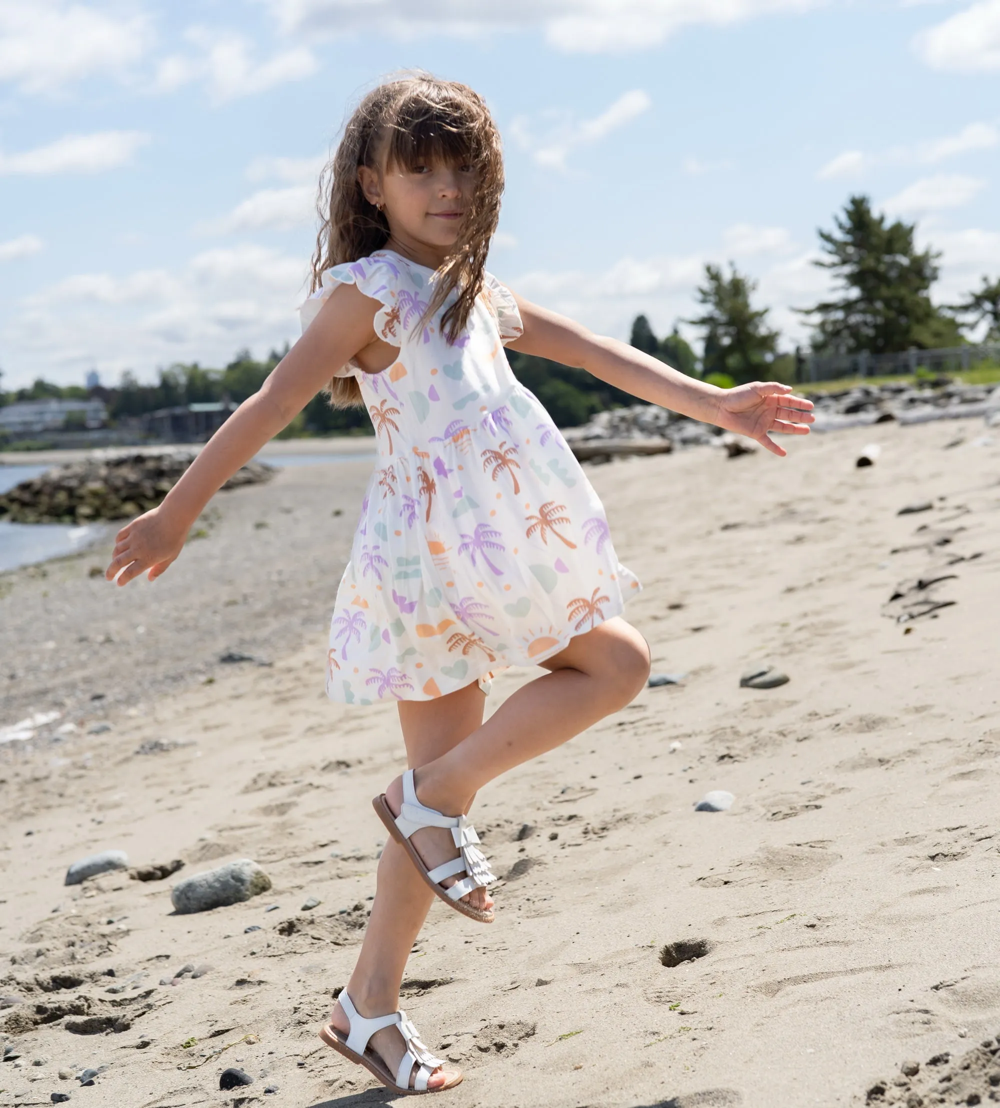 Bamboo Flutter Sleeve Dress with Bloomer (Boho Surf Print)