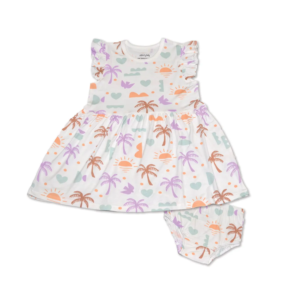 Bamboo Flutter Sleeve Dress with Bloomer (Boho Surf Print)