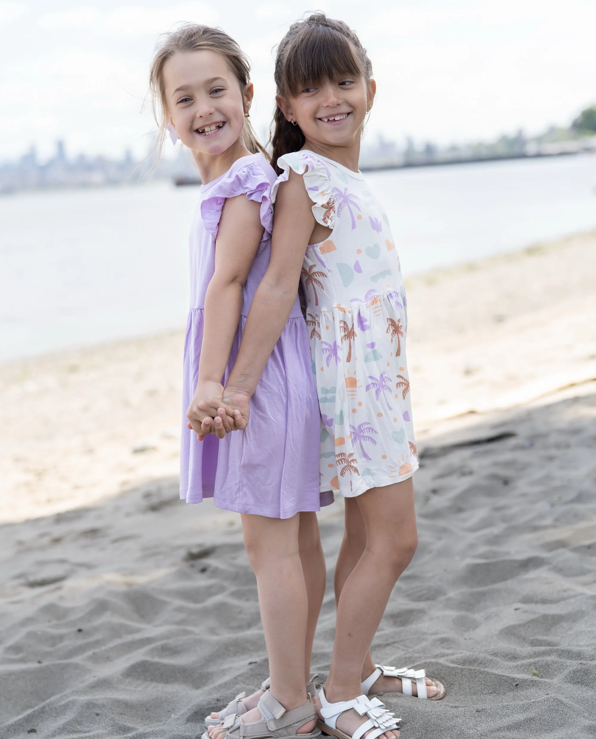 Bamboo Flutter Sleeve Dress with Bloomer (Boho Surf Print)