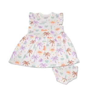 Bamboo Flutter Sleeve Dress with Bloomer (Boho Surf Print)