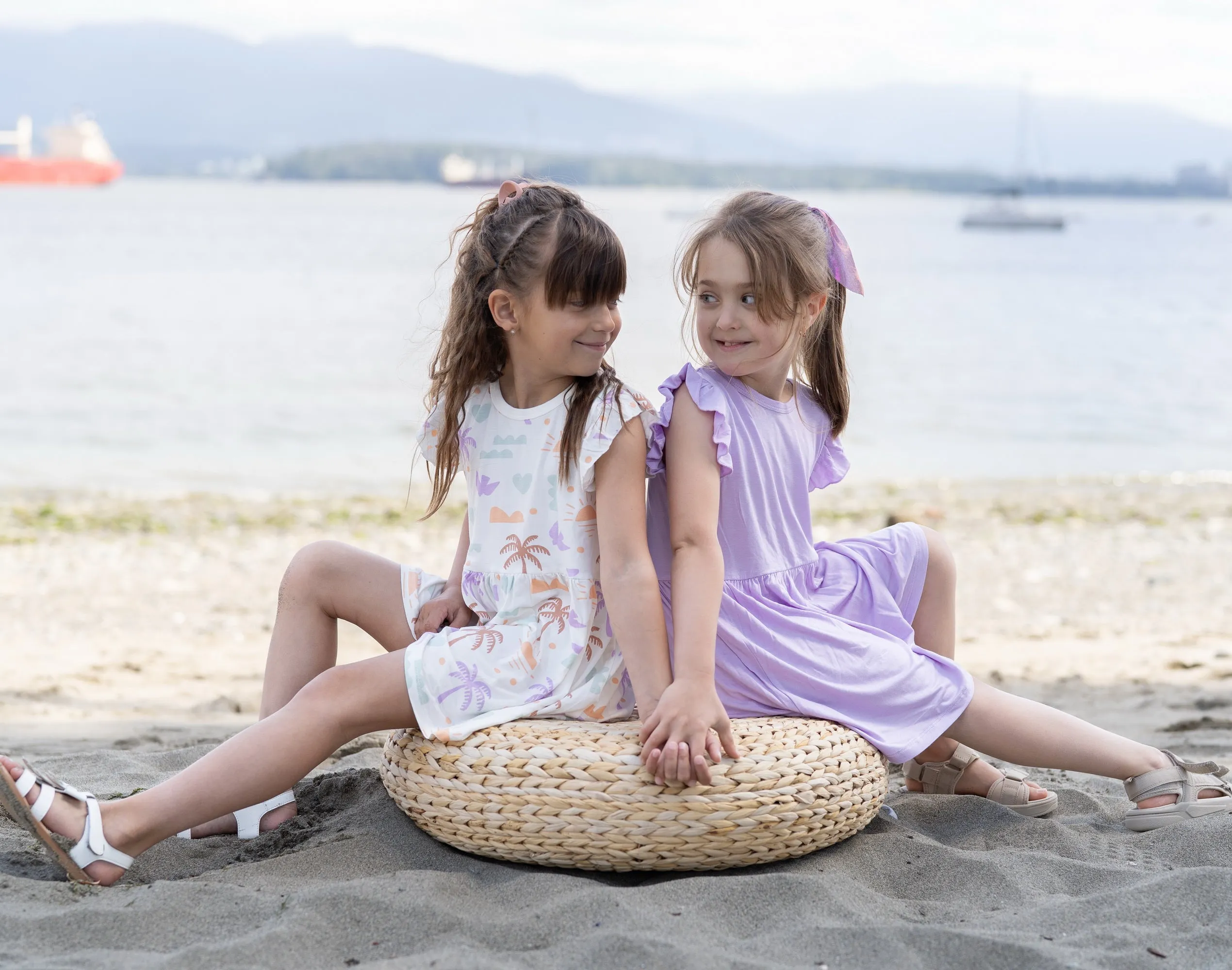 Bamboo Flutter Sleeve Dress with Bloomer (Boho Surf Print)