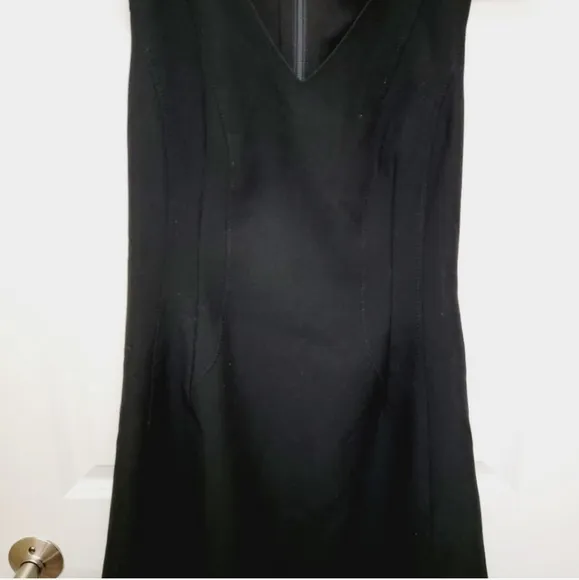 Banana Republic Aline V-Neck Fit &amp; Flare Sleeveless Black Petite Dress