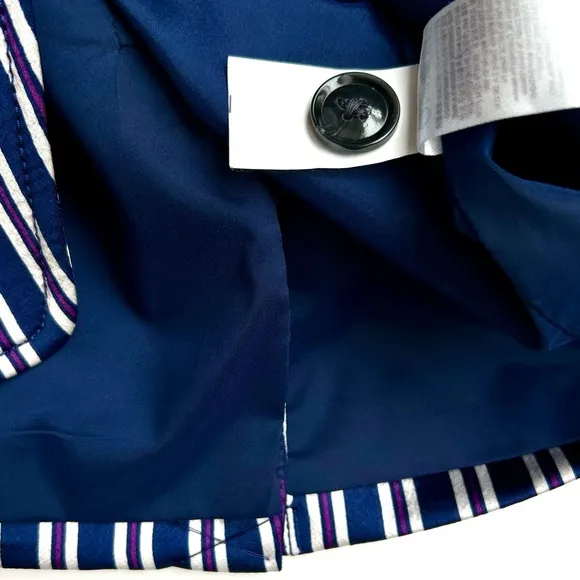 Banana Republic Striped Blazer Double Breasted Navy Blue White Satin Size 10