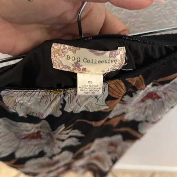 Band of the free RHO BLACK FLORAL SLIP SKIRT
